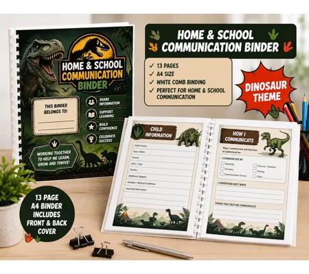 Personalised Home & School Communication Binder A4 13 Page Kids Organiser