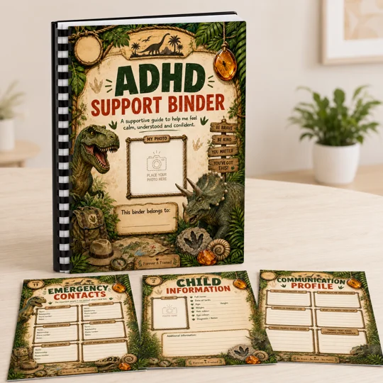 ADHD Support Binder For Children A4 SEN School Home Info Planner 13 Pages
