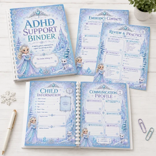 ADHD Support Binder For Children A4 SEN School Home Info Planner 13 Pages