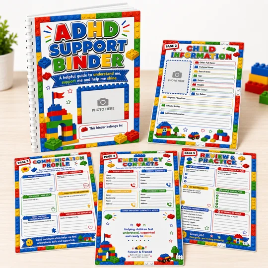 ADHD Support Binder For Children A4 SEN School Home Info Planner 13 Pages
