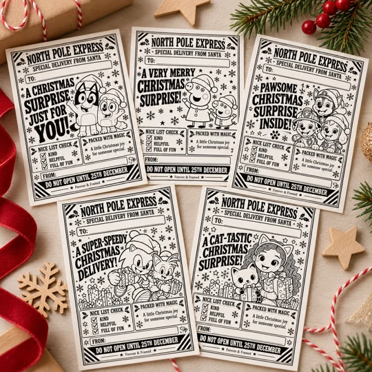 Christmas Gift Labels | Choose Single Character or Mixed Characters | Self-Adhesive Present Stickers