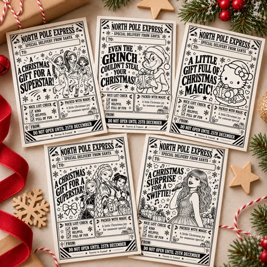 Christmas Gift Labels | Choose Single Character or Mixed Characters | Self-Adhesive Present Stickers