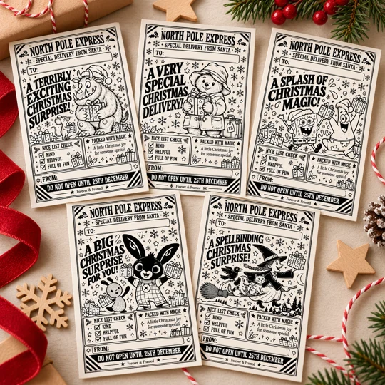 Christmas Gift Labels | Choose Single Character or Mixed Characters | Self-Adhesive Present Stickers