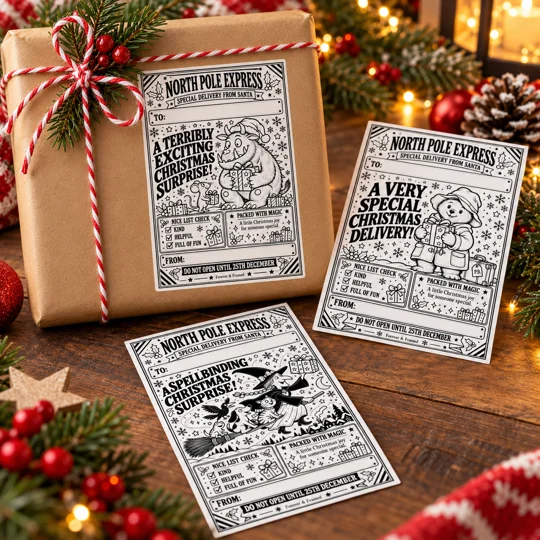 Christmas Gift Labels | Choose Single Character or Mixed Characters | Self-Adhesive Present Stickers
