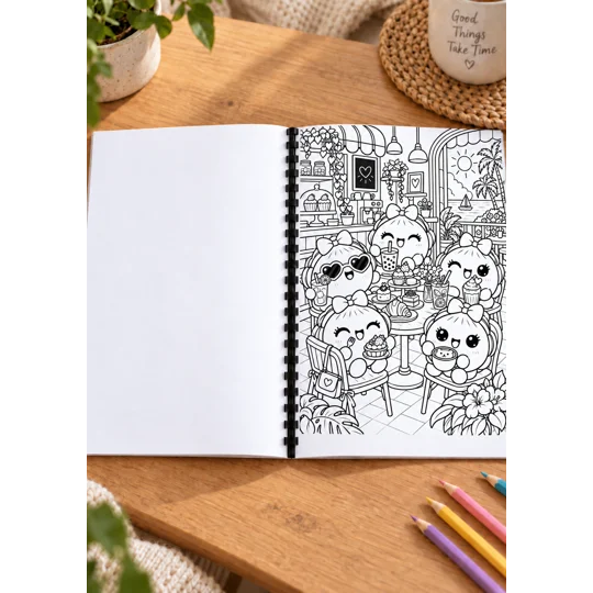Personalised A4 Squishy Dumplings Colouring Book – Cute Kids Gift – 25 Pages