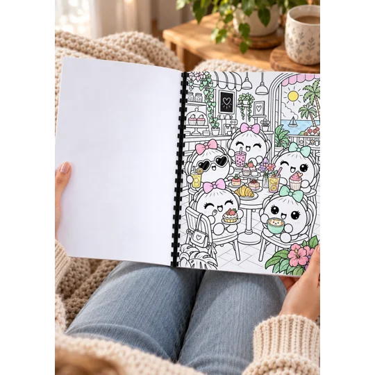 Personalised A4 Squishy Dumplings Colouring Book – Cute Kids Gift – 25 Pages