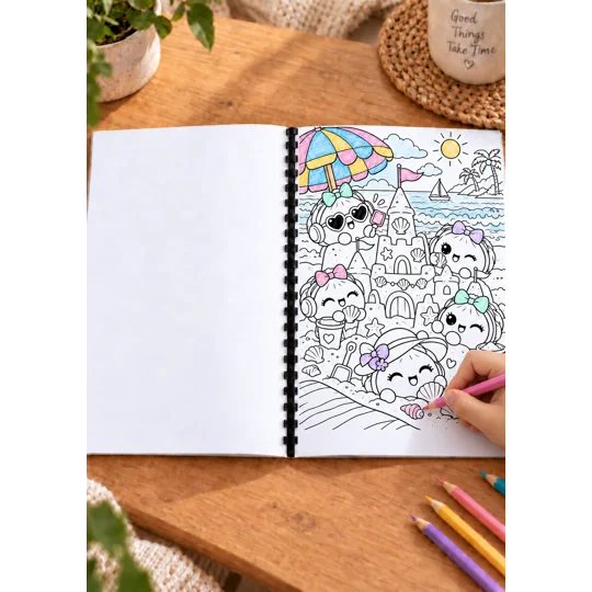 Personalised A4 Squishy Dumplings Colouring Book – Cute Kids Gift – 25 Pages
