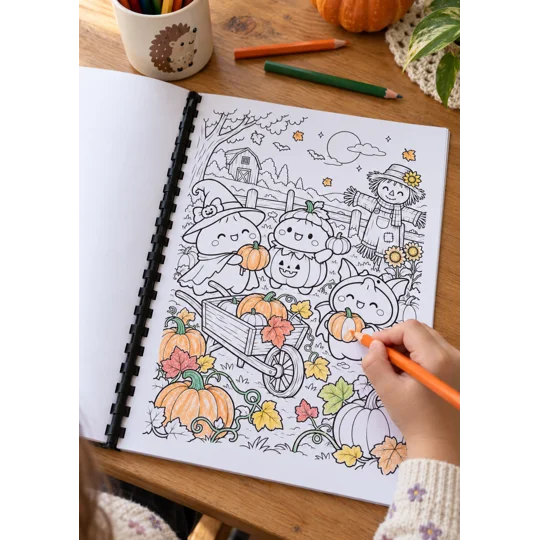 Personalised A4 Halloween Squishy Dumplings Colouring Book – 25 Pages – Kids Gif