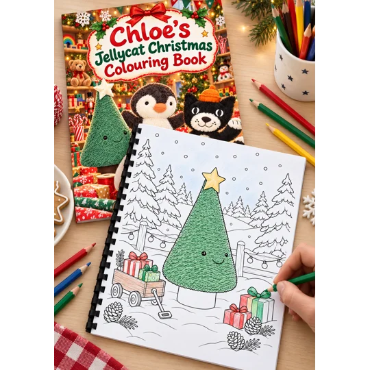 Halloween Jelly Cat Personalised A4 Colouring Book 25 Pages Black Comb Bound