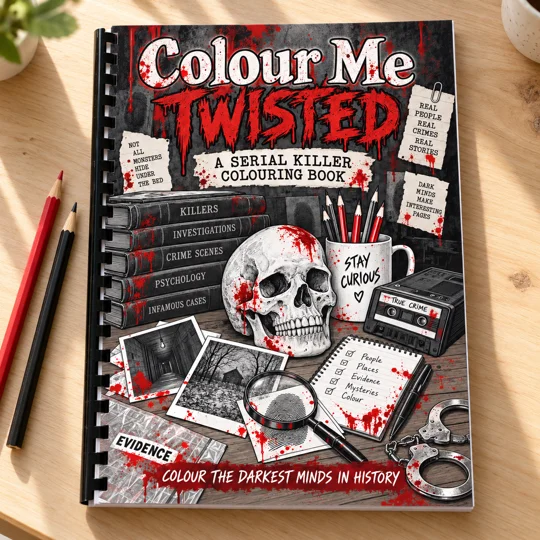 Colour Me Twisted - True Crime Inspired Adult Colouring Book 25 Pag