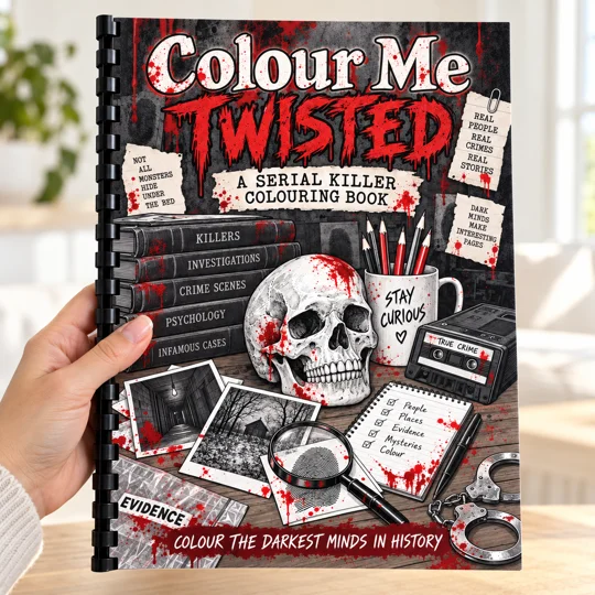 Colour Me Twisted - True Crime Inspired Adult Colouring Book 25 Pag