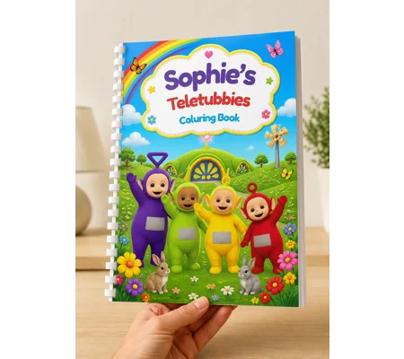 Personalised Teletubbies Colouring Book A4 28 Pages 120gsm White Comb Binding