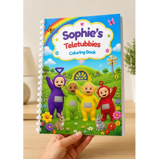 Personalised Teletubbies Colouring Book A4 28 Pages 120gsm White Comb Binding