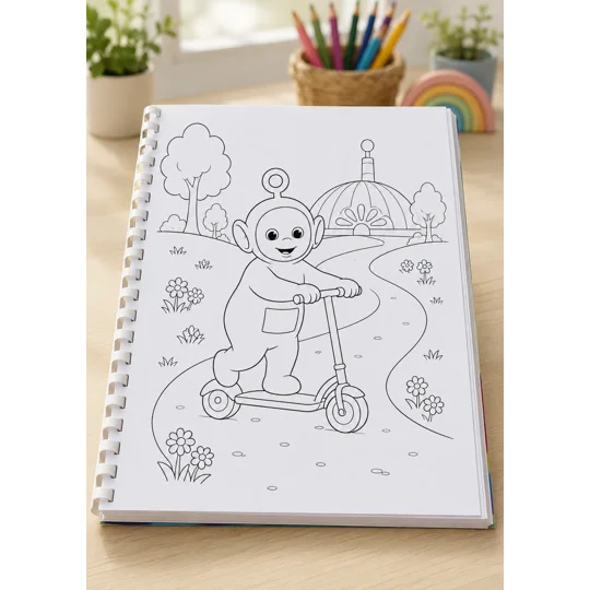 Personalised Teletubbies Colouring Book A4 28 Pages 120gsm White Comb Binding