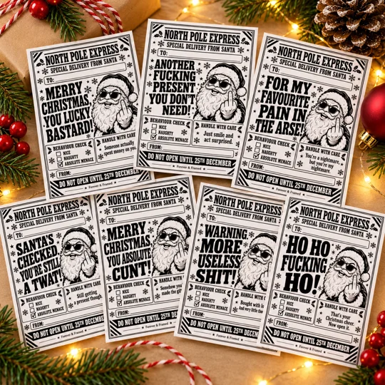 Funny Christmas Gift Labels | Adult Humour Present Stickers | Cheeky Festive Gift Tags