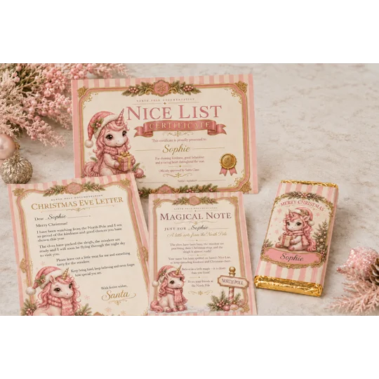 Christmas Letter Bundle – Personalised North Pole Magic Unicorn