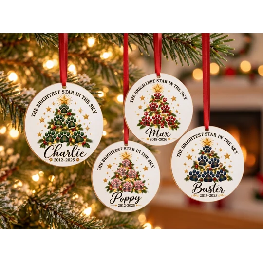 Personalised Pet Memorial Christmas Ornament | Dog Memorial Bauble | Pet Remembrance Tree Decoration