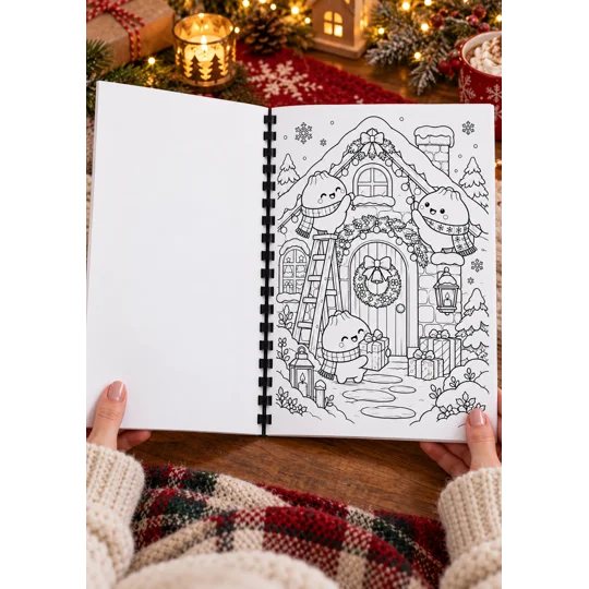 Personalised A4 Christmas Squishy Dumplings Colouring Book – 25 Pages – Kids Gif