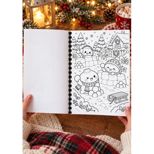 Personalised A4 Christmas Squishy Dumplings Colouring Book – 25 Pages – Kids Gif