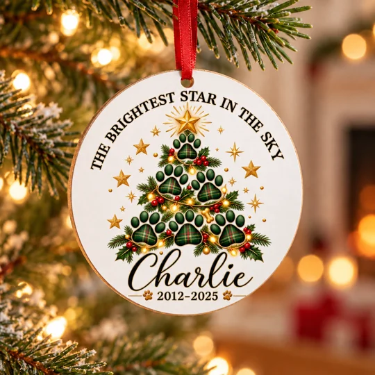 Personalised Pet Memorial Christmas Ornament | Dog Memorial Bauble | Pet Remembrance Tree Decoration