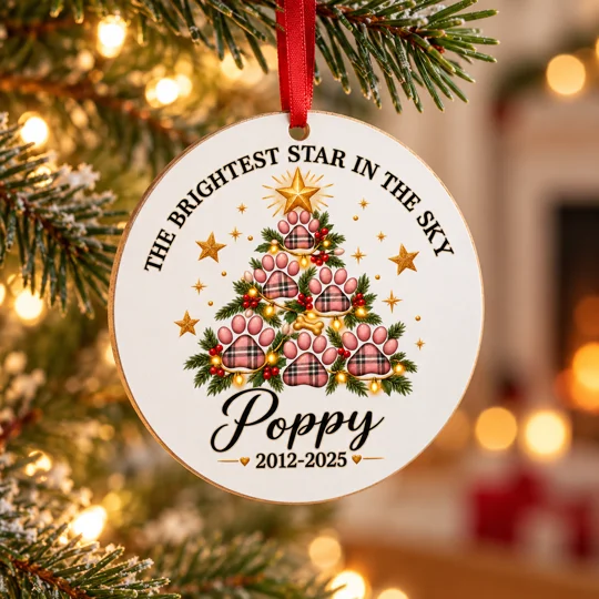 Personalised Pet Memorial Christmas Ornament | Dog Memorial Bauble | Pet Remembrance Tree Decoration
