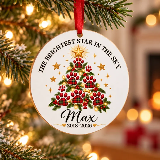 Personalised Pet Memorial Christmas Ornament | Dog Memorial Bauble | Pet Remembrance Tree Decoration