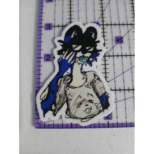 Ahego Blue Cat Sticker 3in