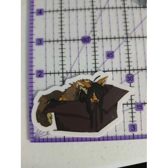 Coyote in a Box Sticker 3in