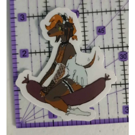 Weenier Dog on a HotDog Sticker 3in