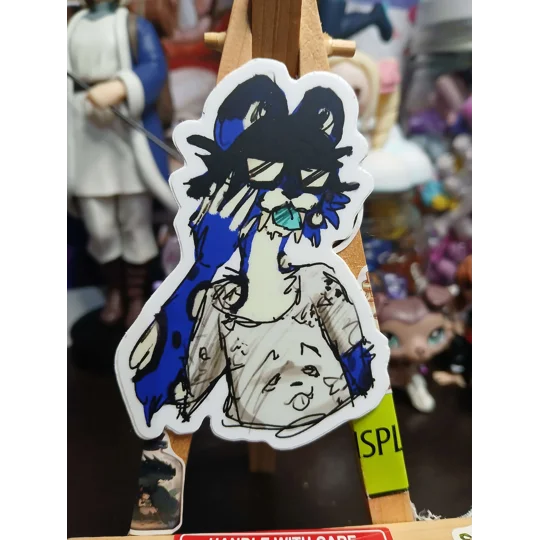 Ahego Blue Cat Sticker 3in