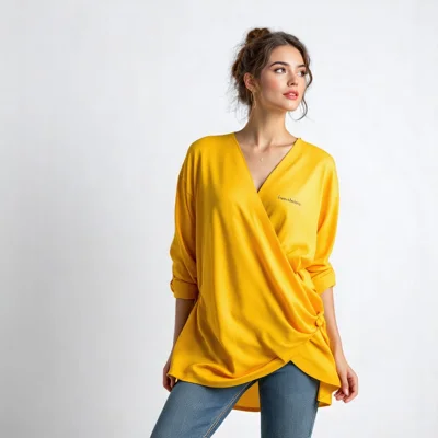 Yellow Wrap Tunic Top