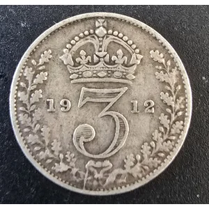 1912 King George V Sterling Silver Threepence (3d) Coin – 92.5% Pure