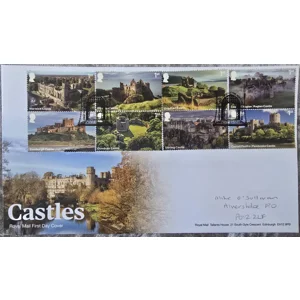 Royal Mail Castles First Day Cover 2026 – Full Set of 8 1st Class Stamps & Special Handstamp