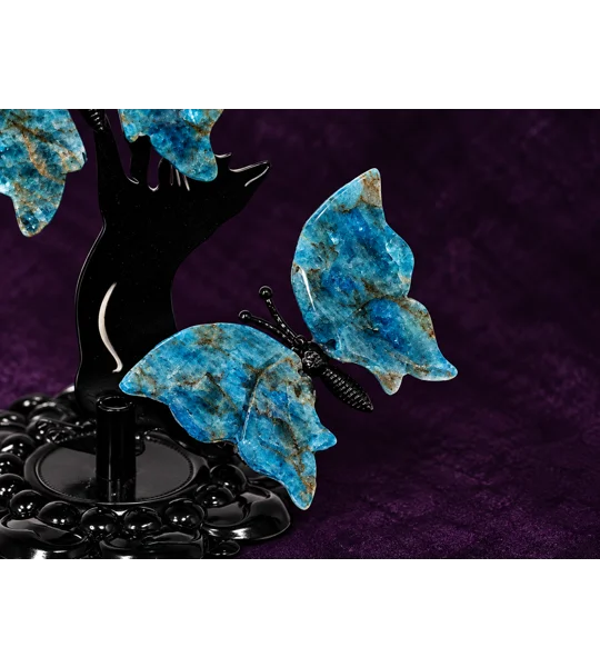 Blue Apatite Butterflies on Cat Stand