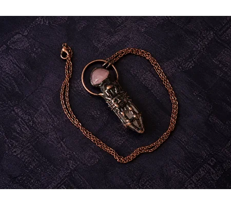 Rose Quartz + Clear Quartz Sun Amulet Pendant Talisman
