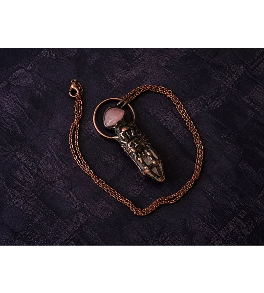 Rose Quartz + Clear Quartz Sun Amulet Pendant Talisman