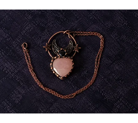 Rose Quartz + Black Obsidian Amulet Pendant Talisman
