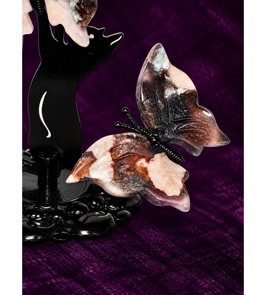 Flower + Black Agate Butterflies