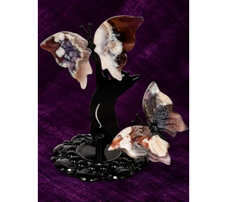 Flower + Black Agate Butterflies