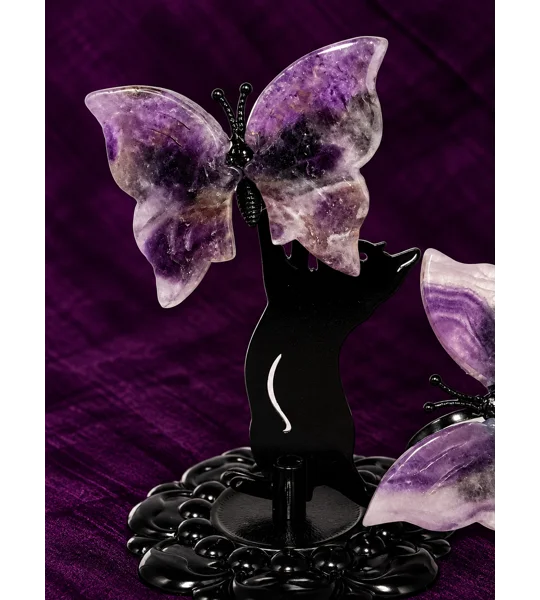 Amethyst + Fluorite Butterflues on Cat Stand