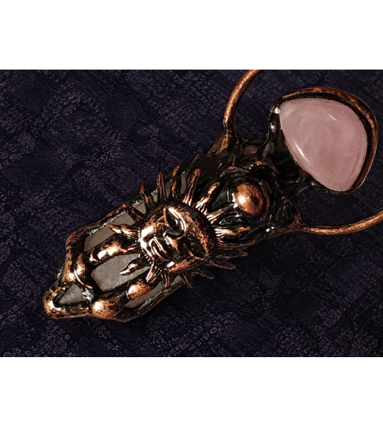 Rose Quartz + Clear Quartz Sun Amulet Pendant Talisman
