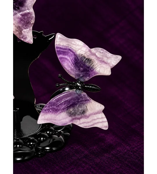 Amethyst + Fluorite Butterflues on Cat Stand
