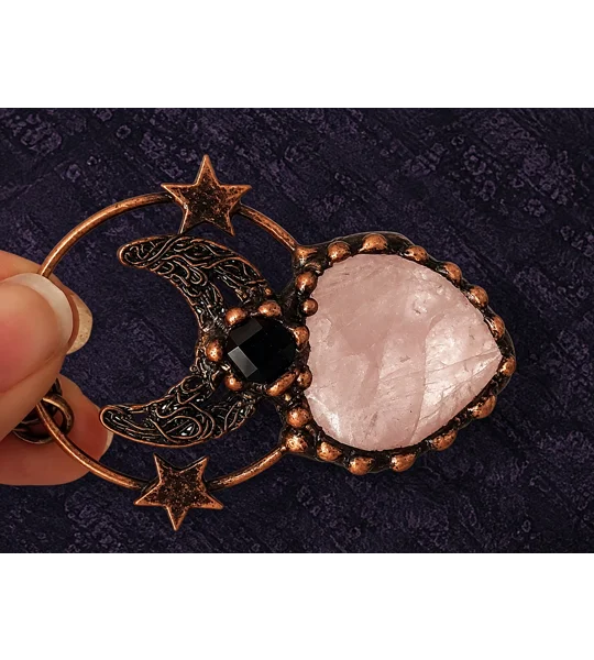 Rose Quartz + Black Obsidian Amulet Pendant Talisman
