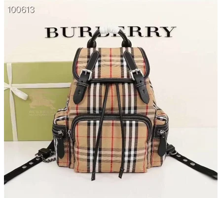 Burberry Yellow Vintage Check Nylon Rucksack Backpack Bag