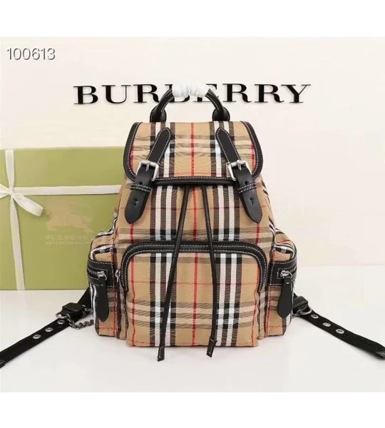 Burberry Yellow Vintage Check Nylon Rucksack Backpack Bag