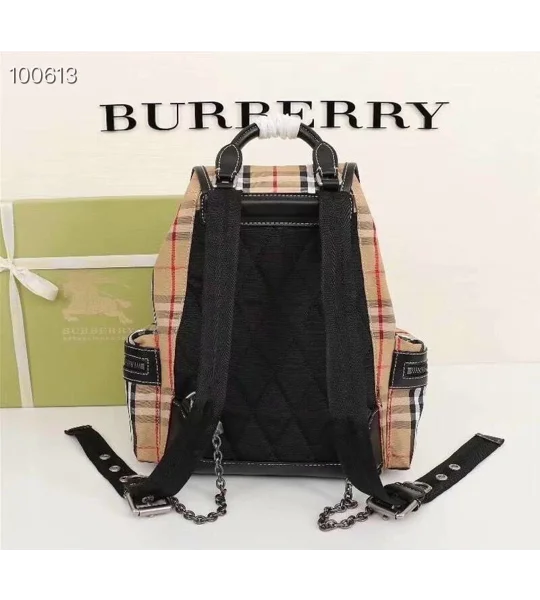 Burberry Yellow Vintage Check Nylon Rucksack Backpack Bag