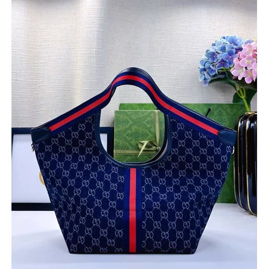 GUCCI GIGLIO GG DENIM TOTE