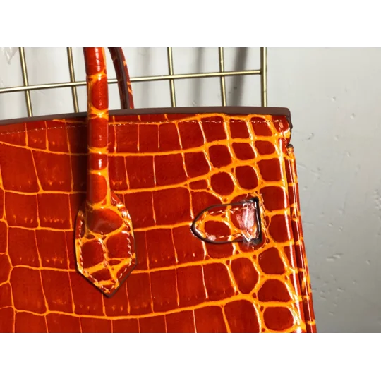 Luxury Crocodile-Embossed Top-Grain Cowhide Handbag