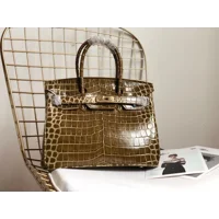 Luxury Crocodile-Embossed Top-Grain Cowhide Handbag