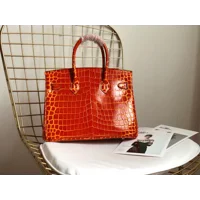Luxury Crocodile-Embossed Top-Grain Cowhide Handbag